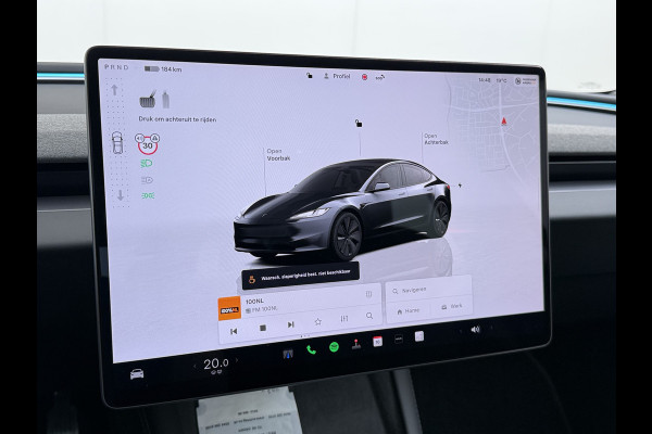 Tesla Model 3 RWD Highland NIEUW MODEL LFP SOH 94% Warmtepomp Entertainment Display Achter FSD 4 Computer AMD Ryzen™ Stoel+Achterbank+Stuurver Lmv Led Elek.Achterklep Draadloos Laden Wifi Dodehoek detector Keyless Fabrieksgarantie tot 17-1-2028/80.000km! Garantie op Accu en Motor tot 17-1-2032/160.000km
