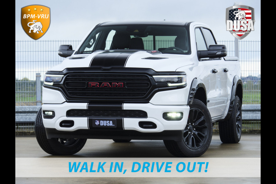 Dodge Ram 1500 | Limited | 5.7 V8 | HEMI | Night Edition | Panorama dak  | Luchtvering | BPM-VRIJ | Bright white Getoonde accessoires zijn verkrijgbaar tegen meerprijs