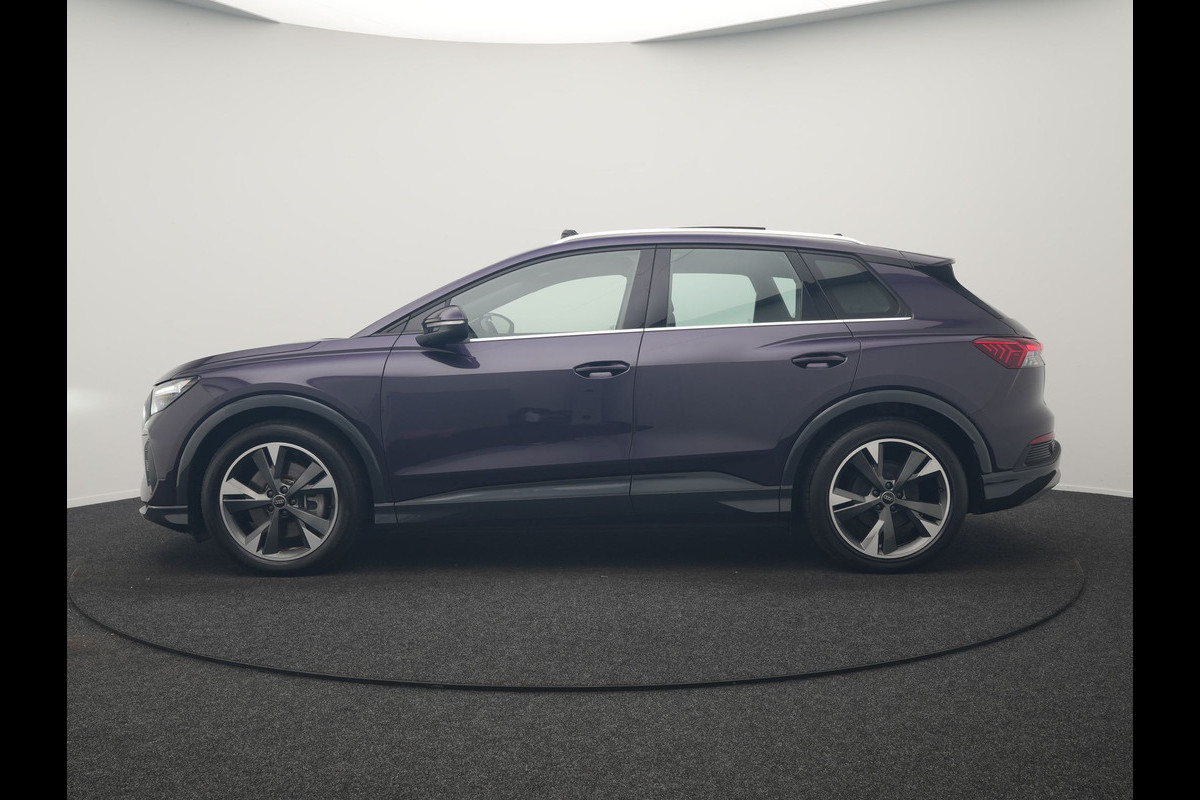 Audi Q4 e-tron 45 S Line 82 kWh 286pk Dealer O.H. | Trekhaak Af Fabriek | Panodak | Adaptive Cruise | Warmtepomp | Camera | Sonos Audio | Sportstoelen Verwarmd | Keyless | Blis | Apple Carplay | Navigatie | DAB |