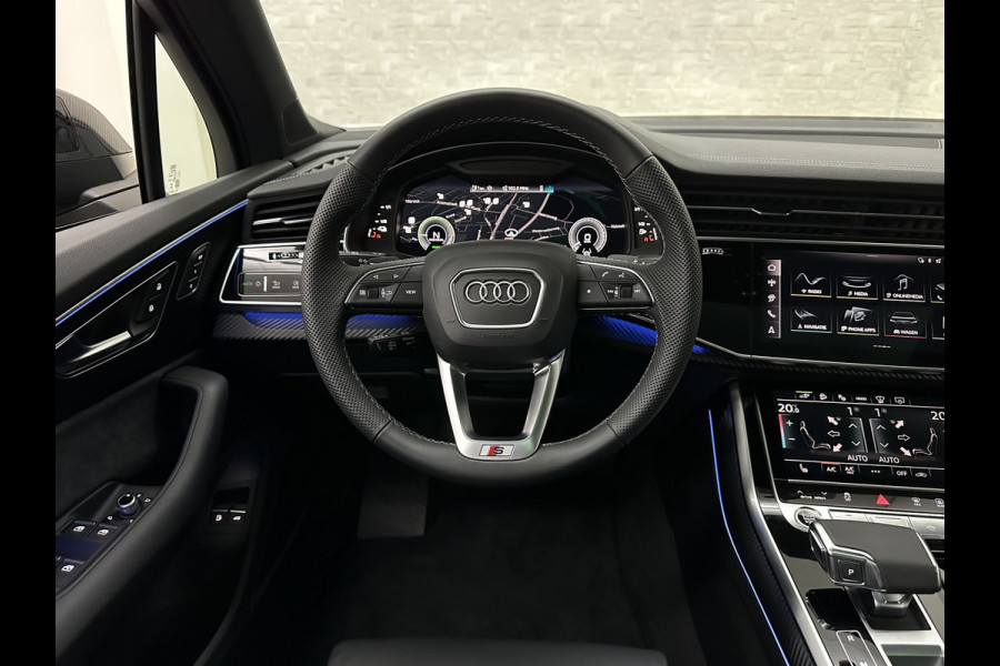 Audi Q7 60e 489pk S Competition RS-Seats | Carbon in/exterieur | B&O | Panorama | 360 Camera | Soft-Close | Head-Up | 88350,= ex btw  | ACC | Matrix-LED | Keyless-Entry |  Lane & Side assist | Stuurwielverwarming | Alarm | 22" Audi Sport | Leder op Dashboard | Rijklaarprijs en fabrieksgarantie.