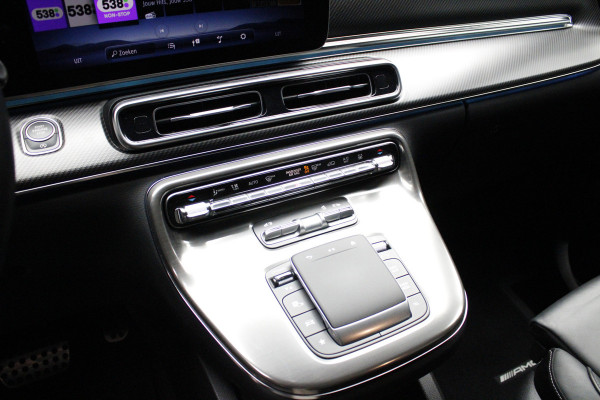 Mercedes-Benz V-Klasse 300d 4M Lang DC AMG-line 360 Burmester Panoramadak Distronic Carplay Carbon Black Pack Leer PTS Elektr. schuifdeuren Elektr. achterklep Alcantara binnenhemel Memory seats Stoelverwarming LM velgen