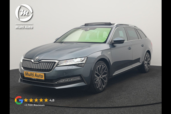 Škoda Superb Combi 1.4 TSI iV Laurin & Klement PHEV 218pk Dealer O.H. | Trekhaak Af Fabriek | Panodak | Adaptive Cruise | 360 Camera | Canton Audio | Lederen Comfortzetels Massage & Ventilatie & Memory | Sfeerverlichting | Keyless | Blis | Stuur Verwarmd | Plug In Hybrid |
