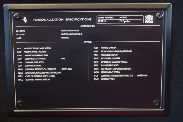 Ferrari F8 Spider 3.9 V8 HELE Carbon Pack