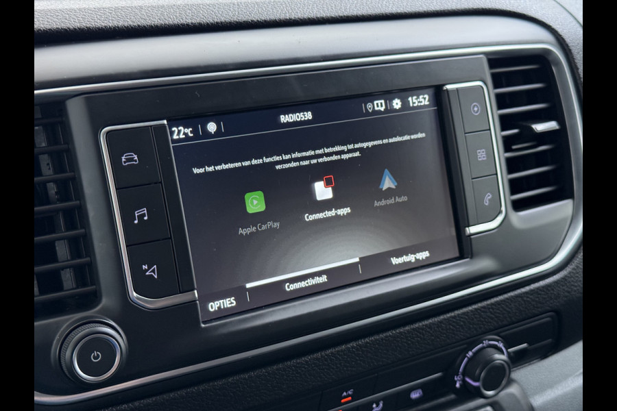 Opel Vivaro-e L2H1 75kWh Autom. 3-Persoons 360°Camera Navi Imperiaal Trekhaak Apple Carplay Android Auto Pdc Cruise Control SOH 88.5% DAB Bluetooth Betonplex Vloer Wandbetimmering Schuifdeur Regen-Lichtsensor 1.000KG Trekgewicht 1e Eigenaar Dealeronderhouden