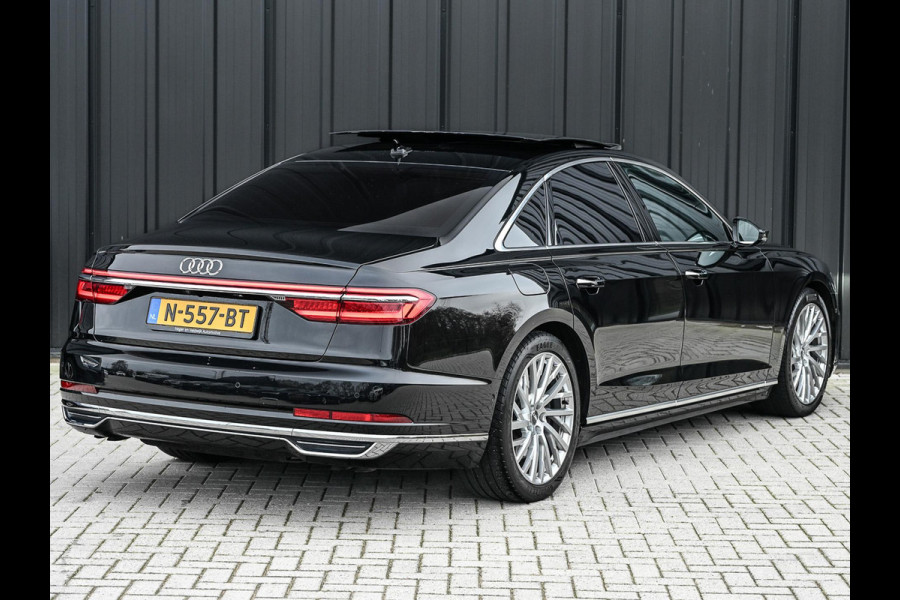 Audi A8 55 TFSI quattro Pro Line Plus | LUCHTVERING | STANDKACHEL | VIRTUAL COCKPIT | LUCHTVERING | ADAPTIVE CRUISE | STOELVERWARMING EN -VENTILATIE | MASSAGE | 360 CAMERA | PANORAMADAK | LED | STUURVERWARMING | HEAD-UP | AMBIANCE INTERIEUR | SOFT-CLOSE |