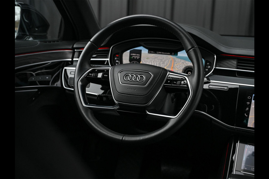 Audi A8 55 TFSI quattro Pro Line Plus | LUCHTVERING | STANDKACHEL | VIRTUAL COCKPIT | LUCHTVERING | ADAPTIVE CRUISE | STOELVERWARMING EN -VENTILATIE | MASSAGE | 360 CAMERA | PANORAMADAK | LED | STUURVERWARMING | HEAD-UP | AMBIANCE INTERIEUR | SOFT-CLOSE |