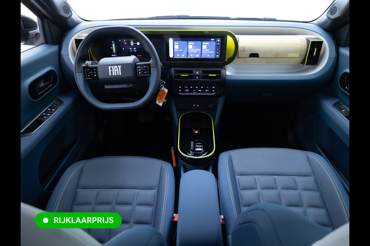 Fiat Grande Panda La Prima 11 kW 44 kWh | Tot 8 jr garantie! | Stoel-, Stuur- & Voorruitverw. | Cruise | Privacy glas | Led, Regensensor, Apple Carplay /  Android auto, Achteruitrijcamera