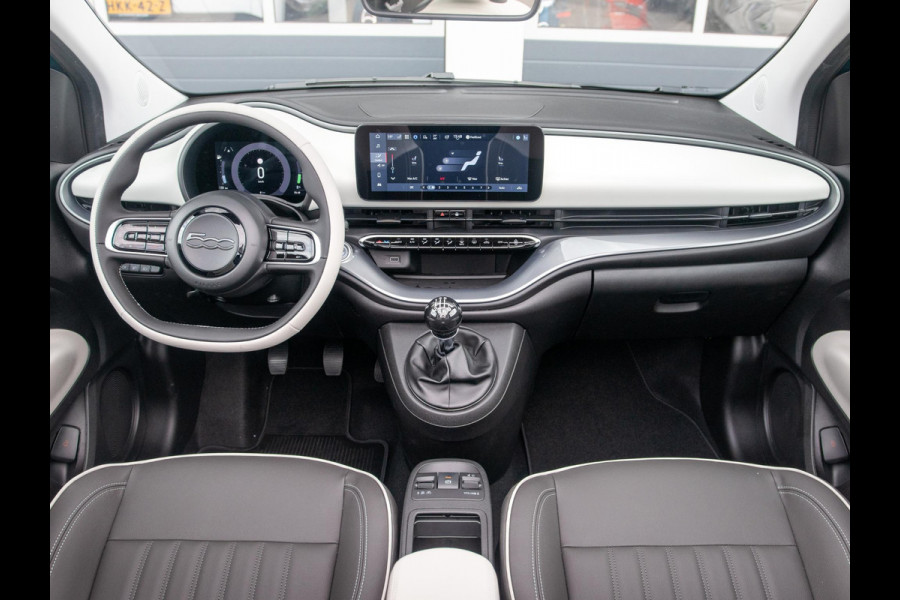 Fiat 500 Hybrid La Prima Cabrio | Clima | LED | PDC | JBL Premium Audio | 17" | Camera | Canneloni Ivory/Piombo interieur