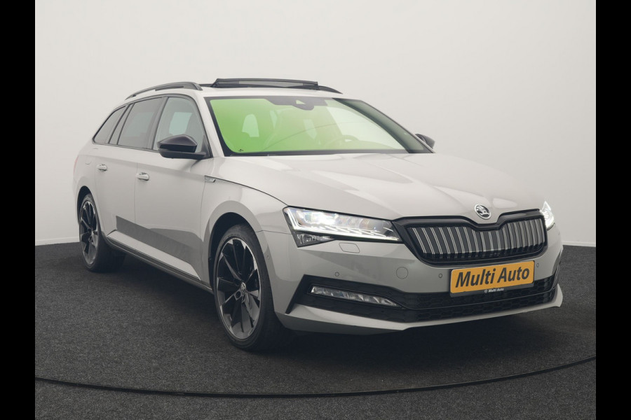 Škoda Superb Combi 1.4 TSI iV Sportline Business PHEV 218pk Dealer O.H. | Trekhaak Af Fabriek | Panodak | Adaptive Cruise | Canton Audio | 360 Camera | Alcantara Sportstoelen Memory & Verwarmd | Sfeerverlichting | Blis | Keyless | Plug In Hybrid |