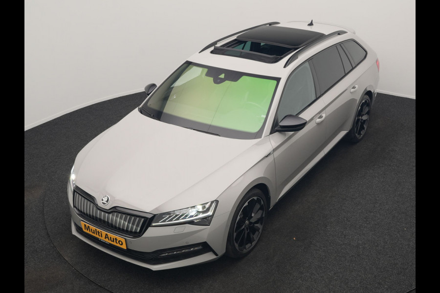 Škoda Superb Combi 1.4 TSI iV Sportline Business PHEV 218pk Dealer O.H. | Trekhaak Af Fabriek | Panodak | Adaptive Cruise | Canton Audio | 360 Camera | Alcantara Sportstoelen Memory & Verwarmd | Sfeerverlichting | Blis | Keyless | Plug In Hybrid |