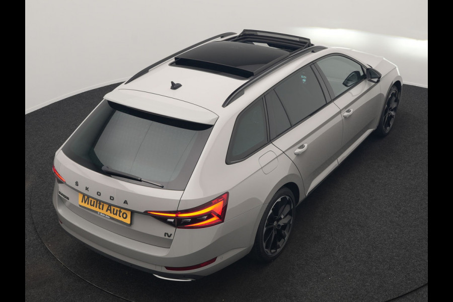 Škoda Superb Combi 1.4 TSI iV Sportline Business PHEV 218pk Dealer O.H. | Trekhaak Af Fabriek | Panodak | Adaptive Cruise | Canton Audio | 360 Camera | Alcantara Sportstoelen Memory & Verwarmd | Sfeerverlichting | Blis | Keyless | Plug In Hybrid |