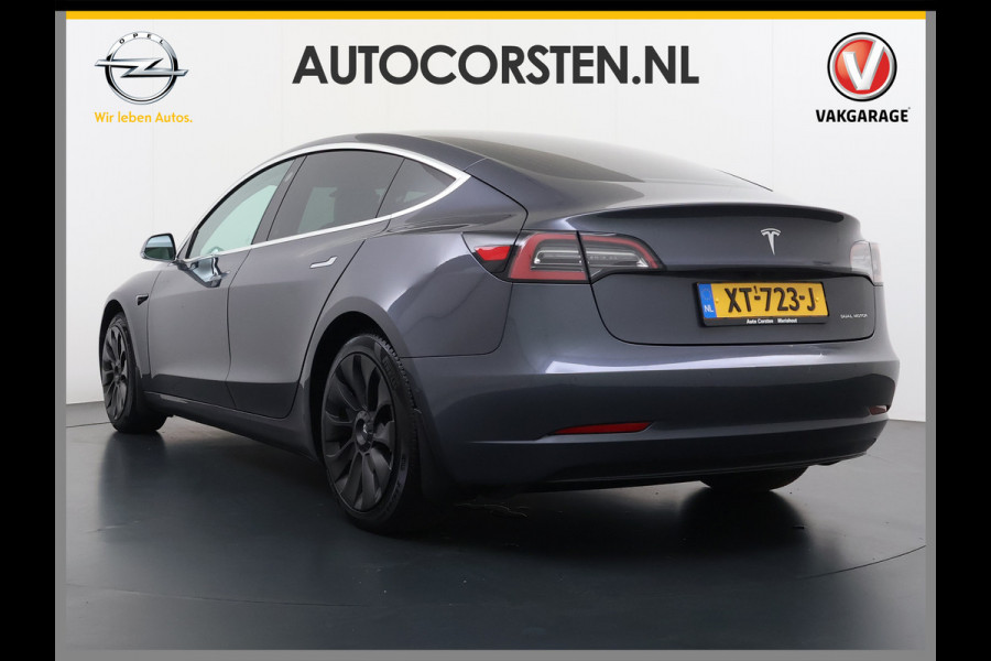 Tesla Model 3 Long Range AWD 75kWh 463PK Full Self Driving Ivoor Interieur All-Season banden Privacy Glas Premium Audio Panoramadak Navi Camer Lmv Leder Memory Elek.Stoelen Achterbank+Stoelverwarming Keyless Wifi Origineel Nederlandse Particuliere Auto Fabrieksgarantie op Accu en motor tot 25-3-2027/192.000KM