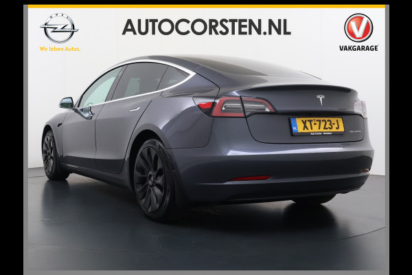Tesla Model 3 Long Range AWD 75kWh 463PK Full Self Driving Ivoor Interieur All-Season banden Privacy Glas Premium Audio Panoramadak Navi Camer Lmv Leder Memory Elek.Stoelen Achterbank+Stoelverwarming Keyless Wifi Origineel Nederlandse Particuliere Auto Fabrieksgarantie op Accu en motor tot 25-3-2027/192.000KM