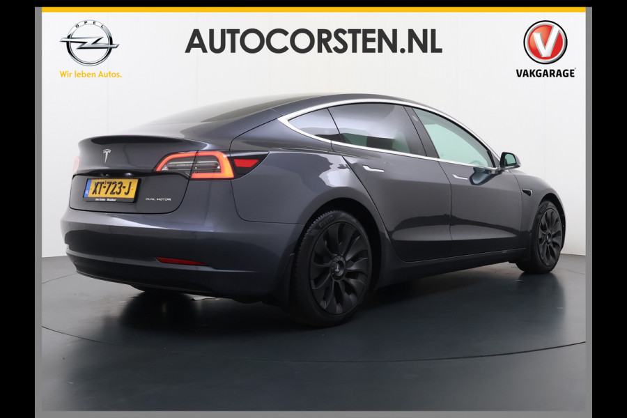 Tesla Model 3 Long Range AWD 75kWh 463PK Full Self Driving Ivoor Interieur All-Season banden Privacy Glas Premium Audio Panoramadak Navi Camer Lmv Leder Memory Elek.Stoelen Achterbank+Stoelverwarming Keyless Wifi Origineel Nederlandse Particuliere Auto Fabrieksgarantie op Accu en motor tot 25-3-2027/192.000KM