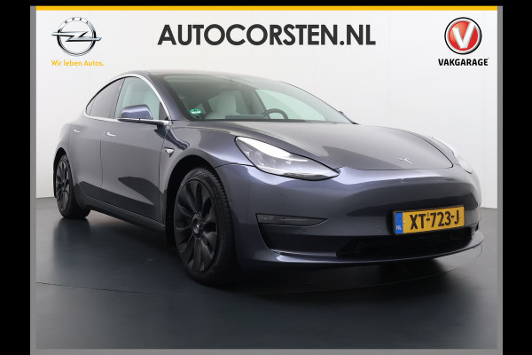 Tesla Model 3 Long Range AWD 75kWh 463PK Full Self Driving Ivoor Interieur All-Season banden Privacy Glas Premium Audio Panoramadak Navi Camer Lmv Leder Memory Elek.Stoelen Achterbank+Stoelverwarming Keyless Wifi Origineel Nederlandse Particuliere Auto Fabrieksgarantie op Accu en motor tot 25-3-2027/192.000KM