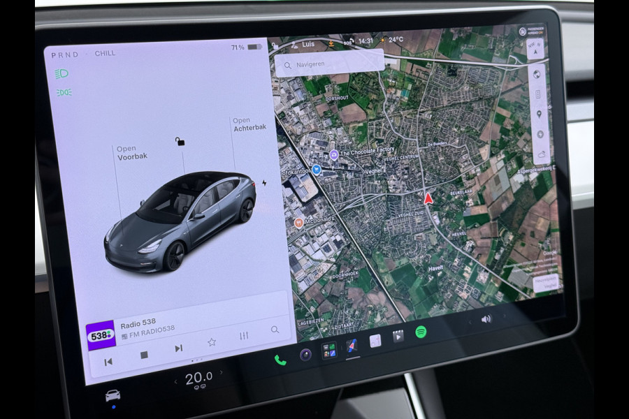 Tesla Model 3 Long Range AWD 75kWh 463PK Full Self Driving Ivoor Interieur All-Season banden Privacy Glas Premium Audio Panoramadak Navi Camer Lmv Leder Memory Elek.Stoelen Achterbank+Stoelverwarming Keyless Wifi Origineel Nederlandse Particuliere Auto Fabrieksgarantie op Accu en motor tot 25-3-2027/192.000KM