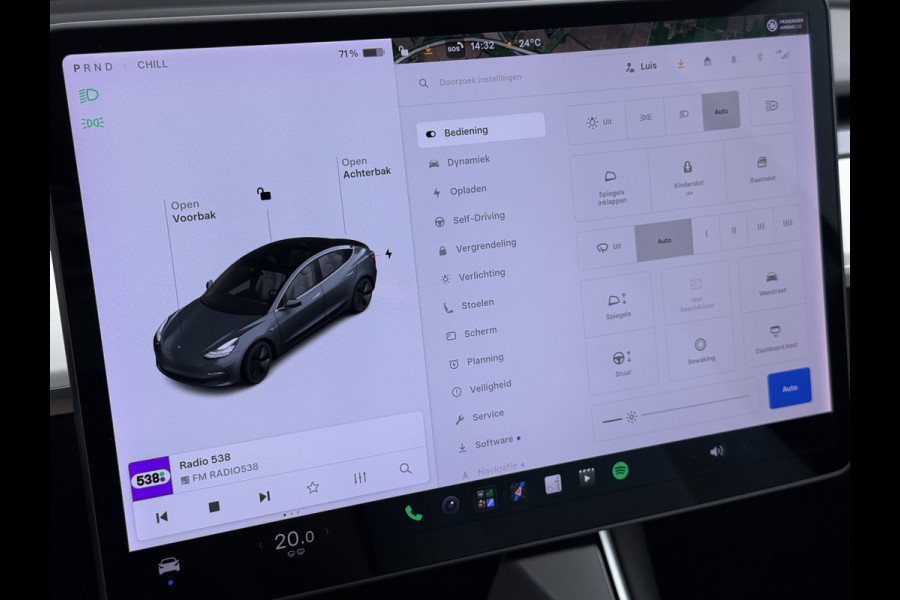 Tesla Model 3 Long Range AWD 75kWh 463PK Full Self Driving Ivoor Interieur All-Season banden Privacy Glas Premium Audio Panoramadak Navi Camer Lmv Leder Memory Elek.Stoelen Achterbank+Stoelverwarming Keyless Wifi Origineel Nederlandse Particuliere Auto Fabrieksgarantie op Accu en motor tot 25-3-2027/192.000KM