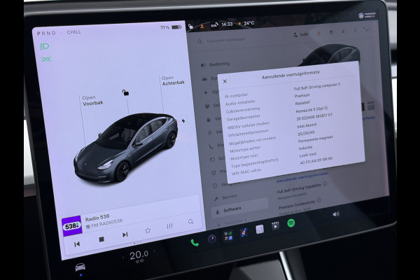Tesla Model 3 Long Range AWD 75kWh 463PK Full Self Driving Ivoor Interieur All-Season banden Privacy Glas Premium Audio Panoramadak Navi Camer Lmv Leder Memory Elek.Stoelen Achterbank+Stoelverwarming Keyless Wifi Origineel Nederlandse Particuliere Auto Fabrieksgarantie op Accu en motor tot 25-3-2027/192.000KM