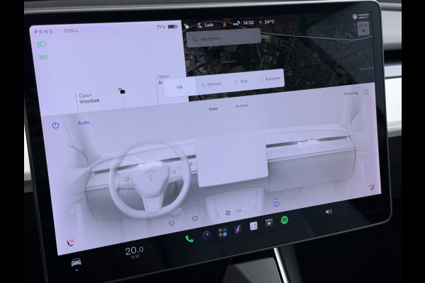 Tesla Model 3 Long Range AWD 75kWh 463PK Full Self Driving Ivoor Interieur All-Season banden Privacy Glas Premium Audio Panoramadak Navi Camer Lmv Leder Memory Elek.Stoelen Achterbank+Stoelverwarming Keyless Wifi Origineel Nederlandse Particuliere Auto Fabrieksgarantie op Accu en motor tot 25-3-2027/192.000KM