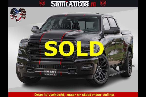 Dodge Ram NIGHT PREMIUM | 426PK | STRIPING | LUCHTVERING | HUD | PANO | 360 CAM | Full Option | LIMITED WHEELS | De Meest Luxe Pick-Up in  Comfortabele Dubbele Cabine met Royale 5 Zitplaatsen | EERSTE EIGENAAR | SMOKE PACK | BOM VOL |