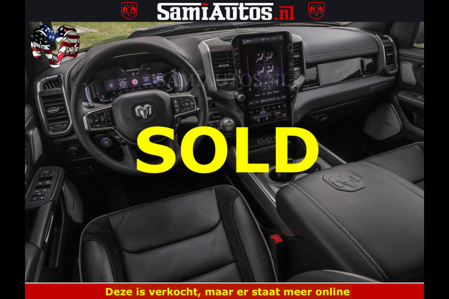 Dodge Ram NIGHT PREMIUM | 426PK | STRIPING | LUCHTVERING | HUD | PANO | 360 CAM | Full Option | LIMITED WHEELS | De Meest Luxe Pick-Up in  Comfortabele Dubbele Cabine met Royale 5 Zitplaatsen | EERSTE EIGENAAR | SMOKE PACK | BOM VOL |