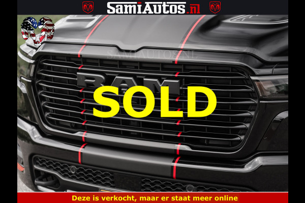 Dodge Ram NIGHT PREMIUM | 426PK | STRIPING | LUCHTVERING | HUD | PANO | 360 CAM | Full Option | LIMITED WHEELS | De Meest Luxe Pick-Up in  Comfortabele Dubbele Cabine met Royale 5 Zitplaatsen | EERSTE EIGENAAR | SMOKE PACK | BOM VOL |