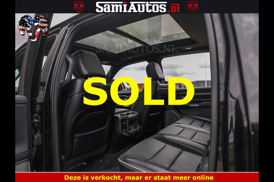 Dodge Ram NIGHT PREMIUM | 426PK | STRIPING | LUCHTVERING | HUD | PANO | 360 CAM | Full Option | LIMITED WHEELS | De Meest Luxe Pick-Up in  Comfortabele Dubbele Cabine met Royale 5 Zitplaatsen | EERSTE EIGENAAR | SMOKE PACK | BOM VOL |