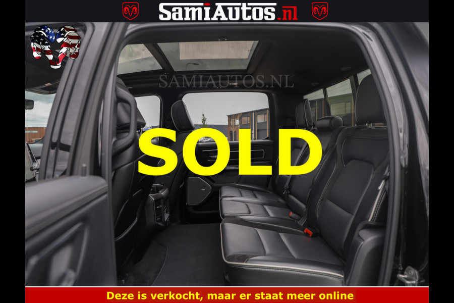 Dodge Ram NIGHT PREMIUM | 426PK | STRIPING | LUCHTVERING | HUD | PANO | 360 CAM | Full Option | LIMITED WHEELS | De Meest Luxe Pick-Up in  Comfortabele Dubbele Cabine met Royale 5 Zitplaatsen | EERSTE EIGENAAR | SMOKE PACK | BOM VOL |