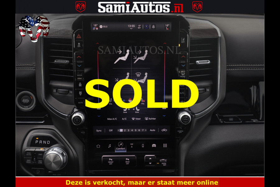 Dodge Ram NIGHT PREMIUM | 426PK | STRIPING | LUCHTVERING | HUD | PANO | 360 CAM | Full Option | LIMITED WHEELS | De Meest Luxe Pick-Up in  Comfortabele Dubbele Cabine met Royale 5 Zitplaatsen | EERSTE EIGENAAR | SMOKE PACK | BOM VOL |