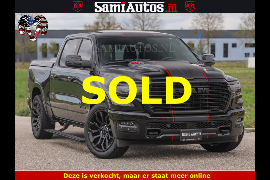 Dodge Ram NIGHT PREMIUM | 426PK | STRIPING | LUCHTVERING | HUD | PANO | 360 CAM | Full Option | LIMITED WHEELS | De Meest Luxe Pick-Up in  Comfortabele Dubbele Cabine met Royale 5 Zitplaatsen | EERSTE EIGENAAR | SMOKE PACK | BOM VOL |