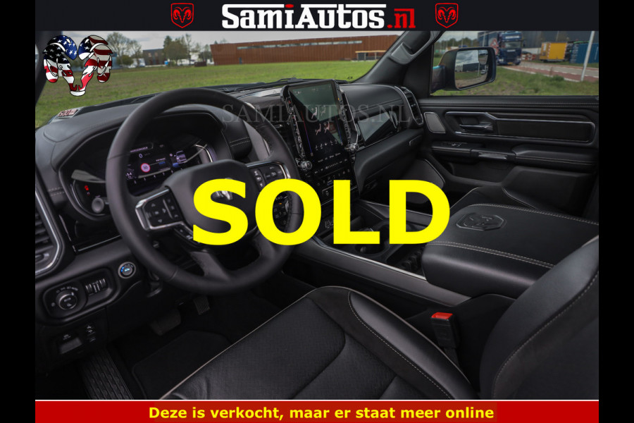 Dodge Ram NIGHT PREMIUM | 426PK | STRIPING | LUCHTVERING | HUD | PANO | 360 CAM | Full Option | LIMITED WHEELS | De Meest Luxe Pick-Up in  Comfortabele Dubbele Cabine met Royale 5 Zitplaatsen | EERSTE EIGENAAR | SMOKE PACK | BOM VOL |