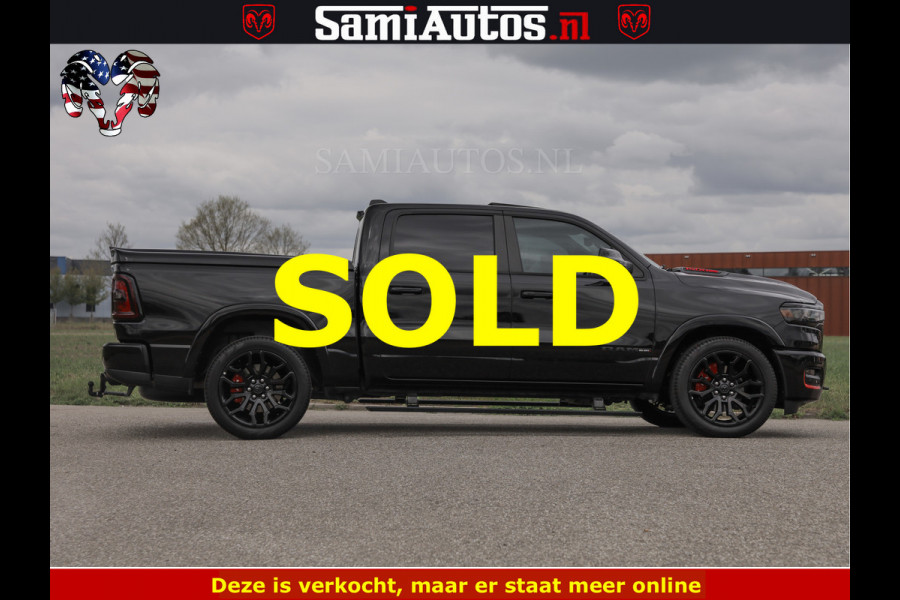 Dodge Ram NIGHT PREMIUM | 426PK | STRIPING | LUCHTVERING | HUD | PANO | 360 CAM | Full Option | LIMITED WHEELS | De Meest Luxe Pick-Up in  Comfortabele Dubbele Cabine met Royale 5 Zitplaatsen | EERSTE EIGENAAR | SMOKE PACK | BOM VOL |