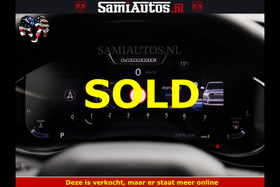 Dodge Ram NIGHT PREMIUM | 426PK | STRIPING | LUCHTVERING | HUD | PANO | 360 CAM | Full Option | LIMITED WHEELS | De Meest Luxe Pick-Up in  Comfortabele Dubbele Cabine met Royale 5 Zitplaatsen | EERSTE EIGENAAR | SMOKE PACK | BOM VOL |
