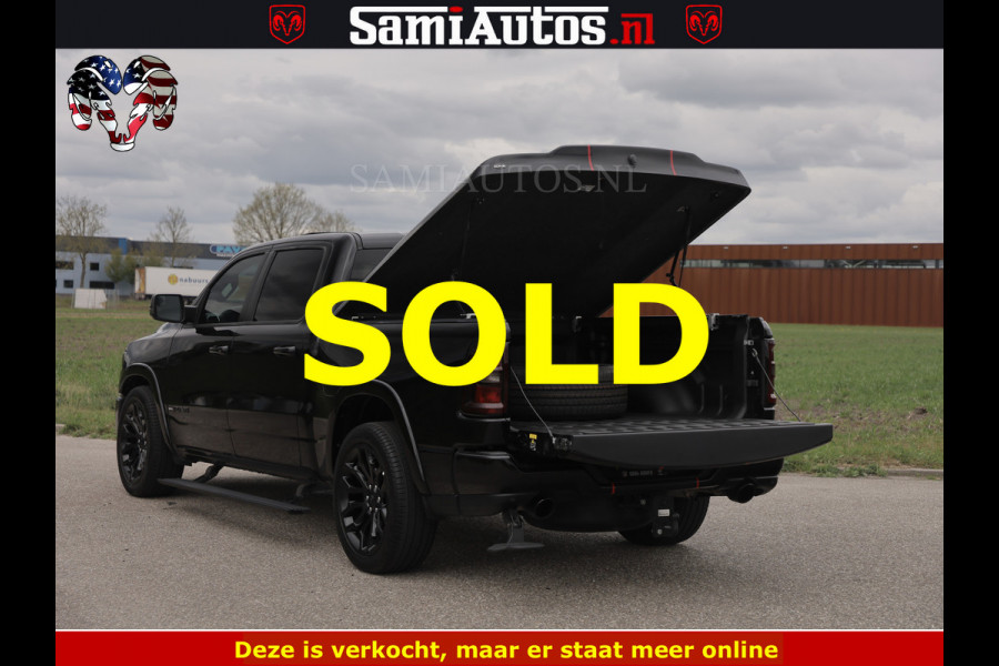 Dodge Ram NIGHT PREMIUM | 426PK | STRIPING | LUCHTVERING | HUD | PANO | 360 CAM | Full Option | LIMITED WHEELS | De Meest Luxe Pick-Up in  Comfortabele Dubbele Cabine met Royale 5 Zitplaatsen | EERSTE EIGENAAR | SMOKE PACK | BOM VOL |