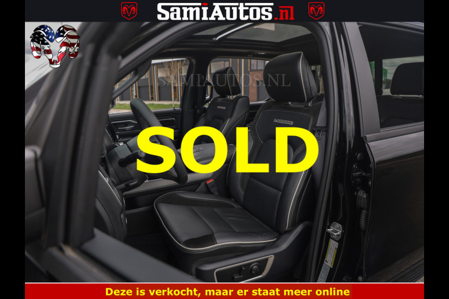 Dodge Ram NIGHT PREMIUM | 426PK | STRIPING | LUCHTVERING | HUD | PANO | 360 CAM | Full Option | LIMITED WHEELS | De Meest Luxe Pick-Up in  Comfortabele Dubbele Cabine met Royale 5 Zitplaatsen | EERSTE EIGENAAR | SMOKE PACK | BOM VOL |