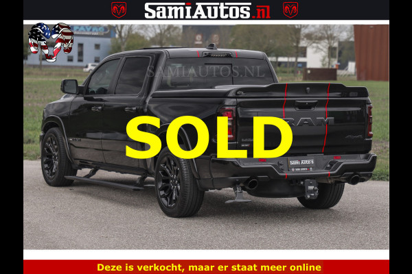 Dodge Ram NIGHT PREMIUM | 426PK | STRIPING | LUCHTVERING | HUD | PANO | 360 CAM | Full Option | LIMITED WHEELS | De Meest Luxe Pick-Up in  Comfortabele Dubbele Cabine met Royale 5 Zitplaatsen | EERSTE EIGENAAR | SMOKE PACK | BOM VOL |