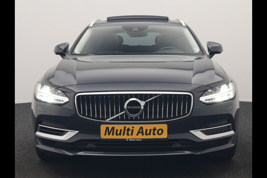 Volvo V90 T8 AWD Inscription PHEV 394pk Dealer O.H. | Trekhaak Af Fabriek | Panodak | Adaptive Cruise | Harman / Kardon | Head Up | Camera | Lederen Sportstoelen Massage & Ventilatie & Memory | Apple Carplay | Stuur Verwarmd | Blis | Plug In Hybrid |