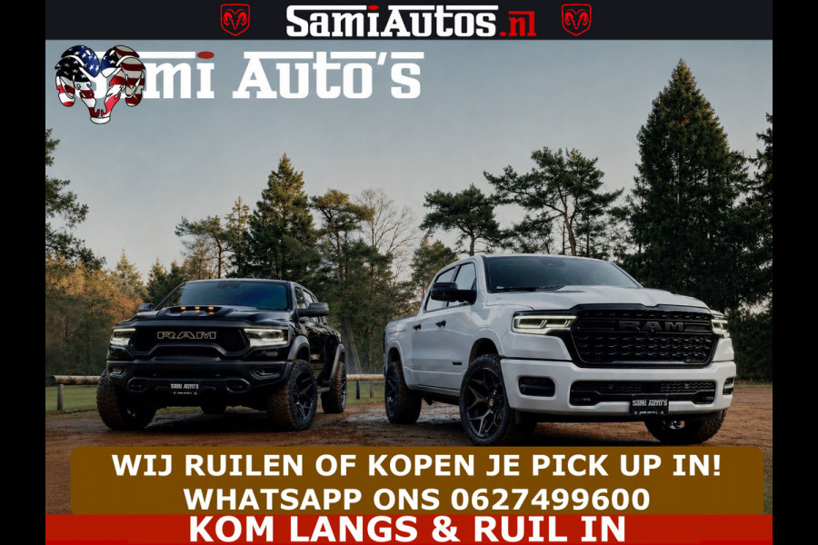 Dodge Ram LIMITED HULK | 5.7 V8 402PK " HEMI | HUD | LUCHTVERING | PANO | MWK KLEP | MEGA VOL | DC | 5 PERS | CREW CAB | DUBBELE CABINE | GRIJSKENETEKN | MEEST COMFORTABELE BEDRIJFSAUTO |