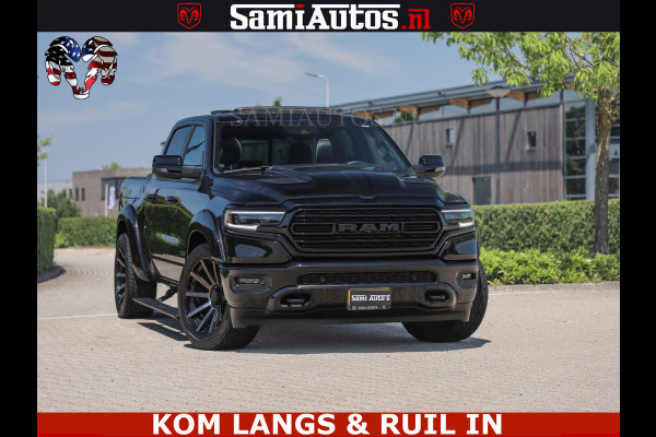 Dodge Ram LIMITED HULK | 5.7 V8 402PK " HEMI | HUD | LUCHTVERING | PANO | MWK KLEP | MEGA VOL | DC | 5 PERS | CREW CAB | DUBBELE CABINE | GRIJSKENETEKN | MEEST COMFORTABELE BEDRIJFSAUTO |