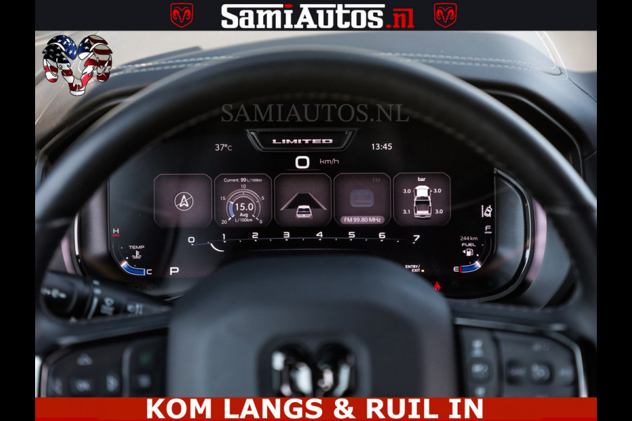 Dodge Ram LIMITED HULK | 5.7 V8 402PK " HEMI | HUD | LUCHTVERING | PANO | MWK KLEP | MEGA VOL | DC | 5 PERS | CREW CAB | DUBBELE CABINE | GRIJSKENETEKN | MEEST COMFORTABELE BEDRIJFSAUTO |