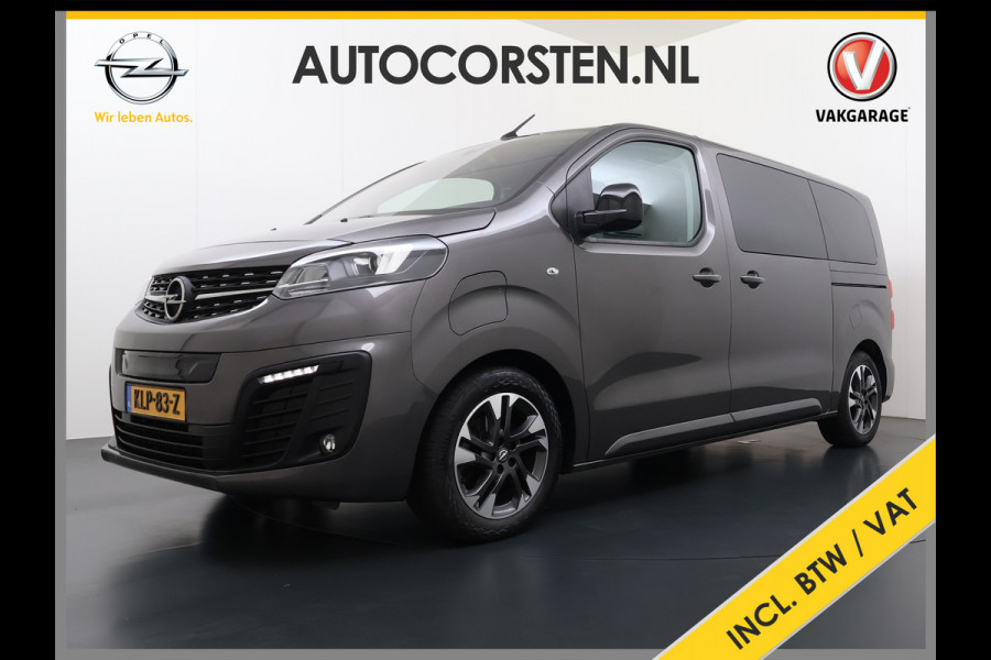 Opel Vivaro Combi Electric 8-Persoons L2 75kWh Leder Panoramadak 2X Elek.Schuifdeur Trekhaak 360°Camera Stoelverwarming Apple Carplay Android Auto Navi Ecc SOH 90% Cruise Control Regen-Lichtsensor Privacy Glas Lmv DAB Led 1.000KG Trekgewicht Garantie op Accu tot 19-12-2030/160.000km