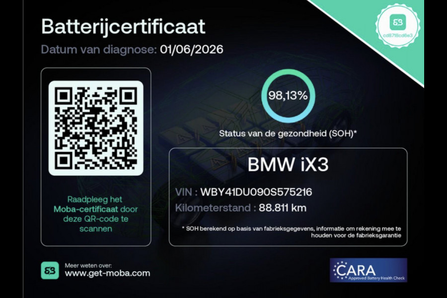 BMW iX3 High Executive 80 kWh (SOH 98,1%, PANO, TREKHAAK WEGKLAPBAAR, STOEL/STUUR VERWARMING, ELEKTR STOELEN, CRUISE ADAPTIEF)