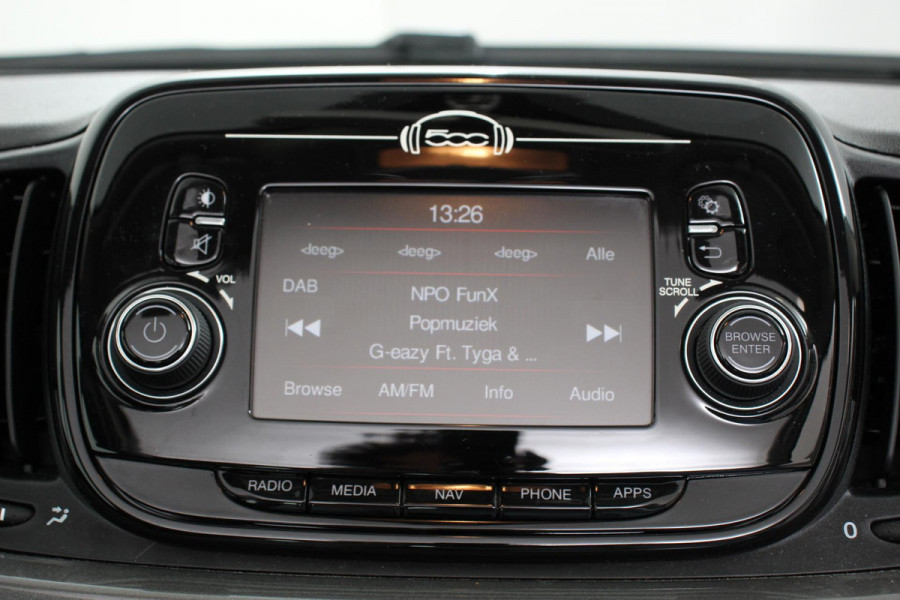 Fiat 500C 1.2 Lounge Navigatie Lederen interieur Climate control Cruise control Parkeer sensor achter DAB