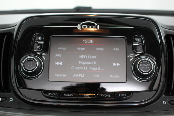 Fiat 500C 1.2 Lounge Navigatie Lederen interieur Climate control Cruise control Parkeer sensor achter DAB