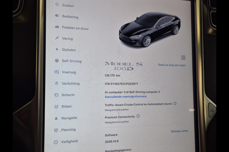 Tesla Model S 100D|SOH90%|Pano|Stoel/Stuurverw|Cam|