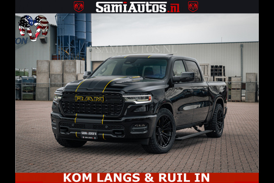 Dodge Ram LIMITED 1500 5.7 V8 HEMI | Massage + Full Option | De Meest Luxe en Volle Pick-Up in zijn Klasse | Comfortabele Dubbele Cabine met Royale 5 Zitplaatsen | Voorraad Nr 100100 | PRIJS INCL BPM | LEVERTIJD Q3 |Voorraad Nr 100200 | De specialist in Amerikaanse pick‑ups in Nederland en Europa.