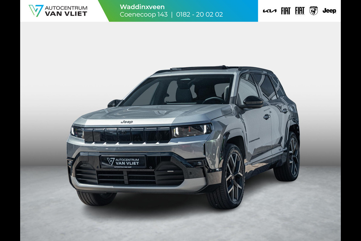 Jeep Compass First Edition 74 kWh | Adapt. Cruise | Camera | Carplay | 20" | Elektr. A-Klep | Navi | Winter Pack | Schuif/Kanteldak | Premium Pack | Conv. Pack | Warmtepomp