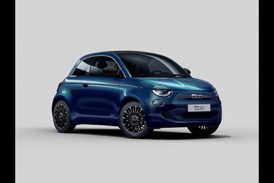 Fiat 500E Cabrio La Prima 42 kWh | Clima | LED | PDC | JBL Premium Audio | 17" | Camera | BSM | Canneloni Ivory/Piombo interieur