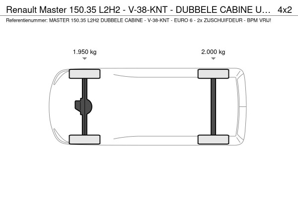 Renault Master 150.35 L2H2 - V-38-KNT - DUBBELE CABINE UITVOERING - 2x ZIJSCHUIFDEUR - EURO 6 - BPM VRIJ!