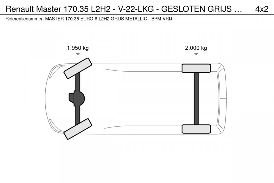 Renault Master 170.35 L2H2 - V-22-LKG - GESLOTEN GRIJS METALLIC - EURO 6 - BPM VRIJ!